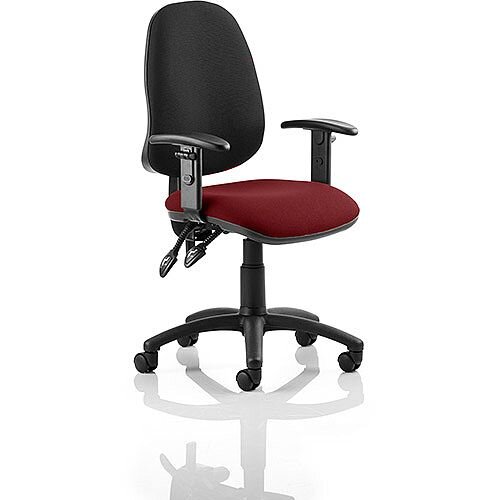 Eclipse II Lever Task Operator Office Chair With Height Adjustable Arms Black Back Chilli Red Seat