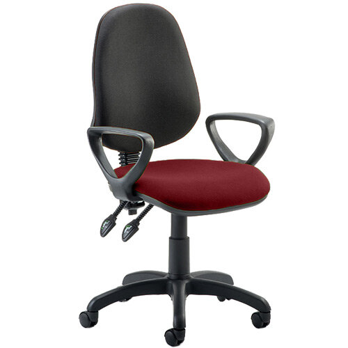 Eclipse II Lever Task Operator Office Chair With Loop Arms Black Back Chilli Red Seat