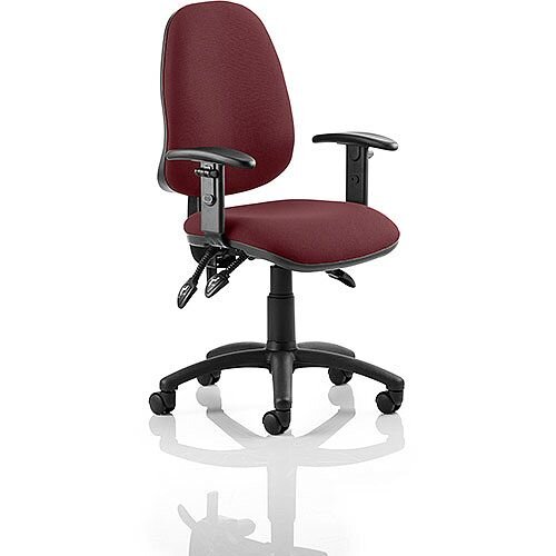 Eclipse III Lever Task Operator Office Chair With Height Adjustable Arms In Chilli Red