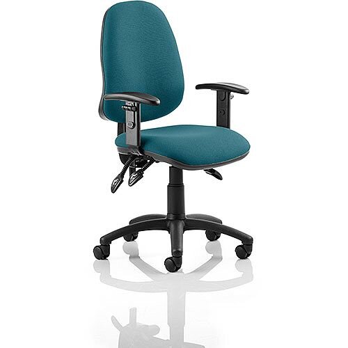 Eclipse III Lever Task Operator Office Chair With Height Adjustable Arms In Kingfisher Green