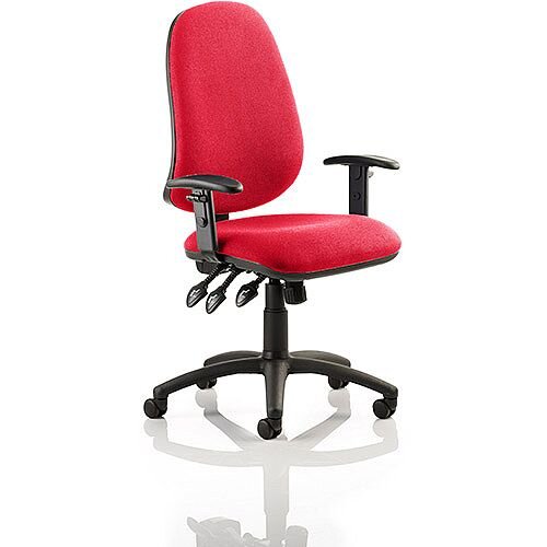 Eclipse XL III Lever Task Operator Office Chair With Height Adjustable Arms In Cherry Red