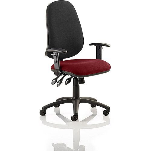 Eclipse XL III Lever Task Operator Office Chair With Height Adjustable Arms Black Back Chilli Red Seat