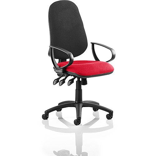 Eclipse XL III Lever Task Operator Office Chair With Loop Arms Black Back Cherry Red Seat