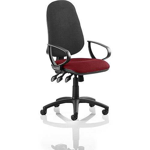 Eclipse XL III Lever Task Operator Office Chair With Loop Arms Black Back Chilli Red Seat