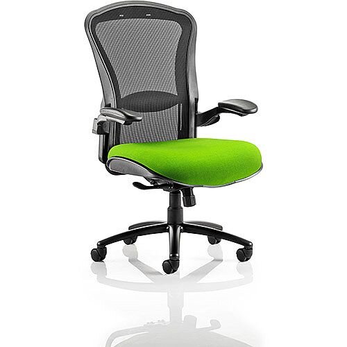 Houston Heavy Duty Task Operator Office Chair Black Mesh Back Swizzle Green Seat - Weight Tolerance: 203kg