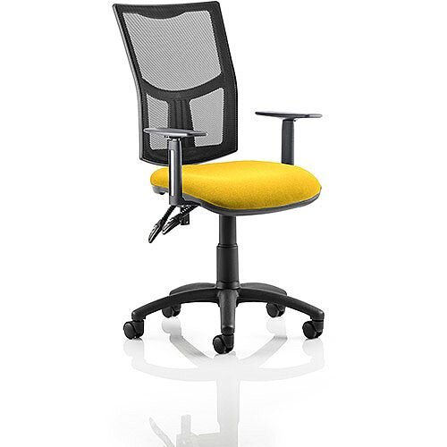 Eclipse II Lever Task Operator Office Chair With Height Adjustable Arms Mesh Back & Sunset Yellow Seat