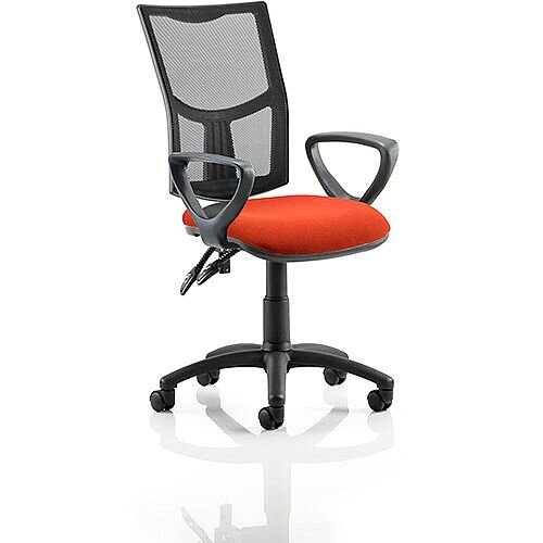 Eclipse II Lever Task Operator Office Chair With Loop Arms Mesh Back Pimento Rustic Orange Seat