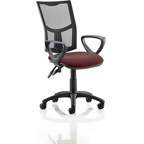 Eclipse II Lever Task Operator Office Chair With Loop Arms Mesh Back Chilli Red Seat