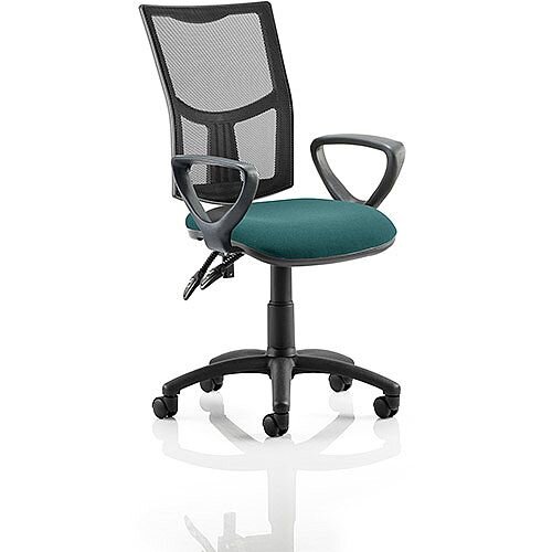 Eclipse II Lever Task Operator Office Chair With Loop Arms Mesh Back Kingfisher Green Seat