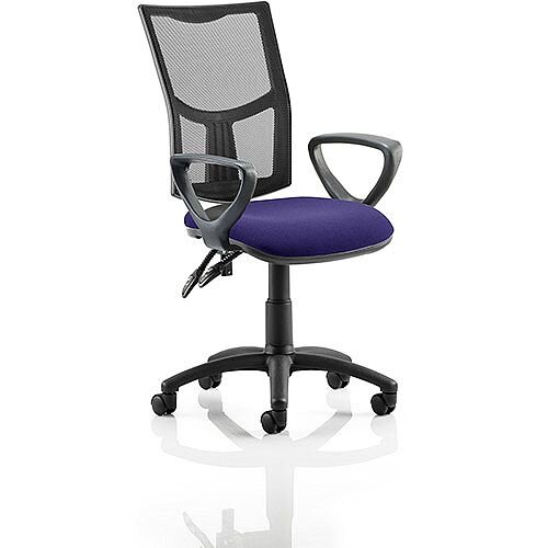 Eclipse II Lever Task Operator Office Chair With Loop Arms Mesh Back Purple Seat Eclipse II Lever Task Operator Office Chair With Loop Arms Mesh Back Purple Seat