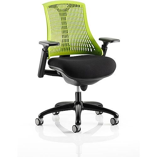 Flex Task Operator Office Chair Black Frame With Black Fabric Seat Green Back With Arms Flex Task Operator Office Chair Black Frame With Black Fabric Seat Green Back With Arms