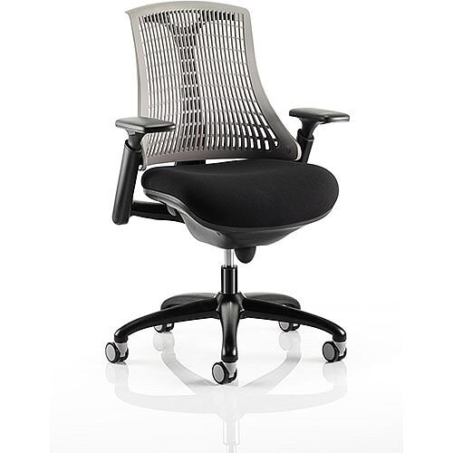 Flex Task Operator Office Chair Black Frame With Black Fabric Seat Grey Back With Arms