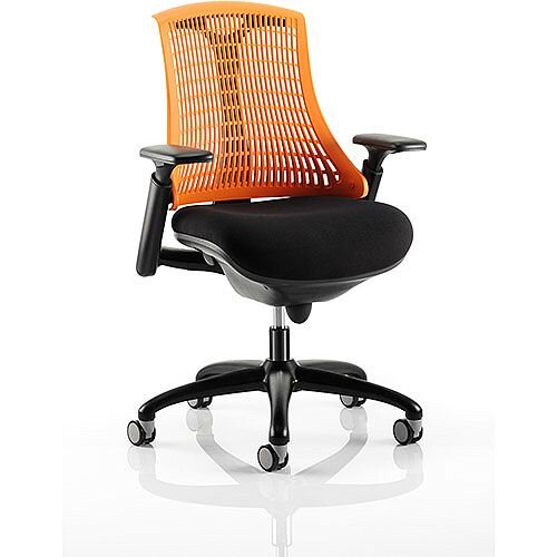 Flex Task Operator Office Chair Black Frame With Black Fabric Seat Orange Back With Arms Flex Task Operator Office Chair Black Frame With Black Fabric Seat Orange Back With Arms
