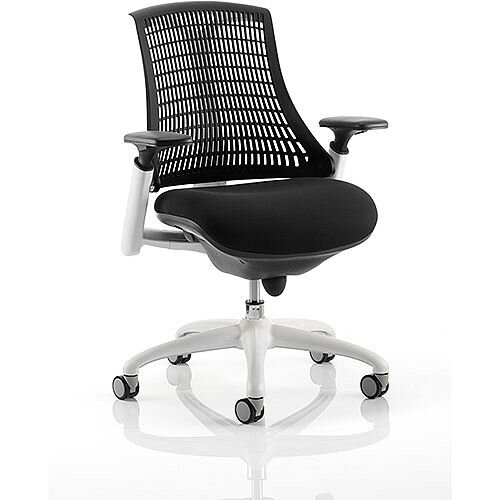 Flex Task Operator Office Chair White Frame Black Fabric Seat With Black Back With Arms Flex Task Operator Office Chair White Frame Black Fabric Seat With Black Back With Arms