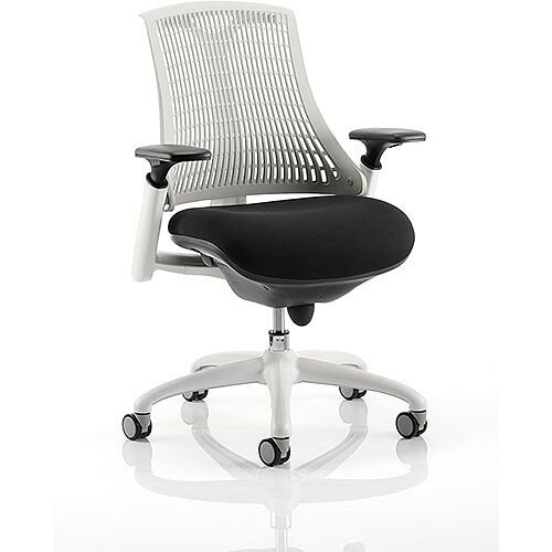 Flex Task Operator Office Chair White Frame Black Fabric Seat With Moonstone White Back With Arms Flex Task Operator Office Chair White Frame Black Fabric Seat With Moonstone White Back With Arms