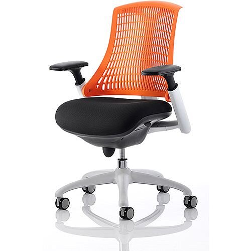 Flex Task Operator Office Chair White Frame Black Fabric Back With Orange Back With Arms Flex Task Operator Office Chair White Frame Black Fabric Back With Orange Back With Arms