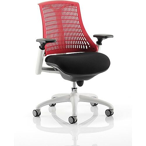 Flex Task Operator Office Chair White Frame Black Fabric Seat With Red Back With Arms Flex Task Operator Office Chair White Frame Black Fabric Seat With Red Back With Arms