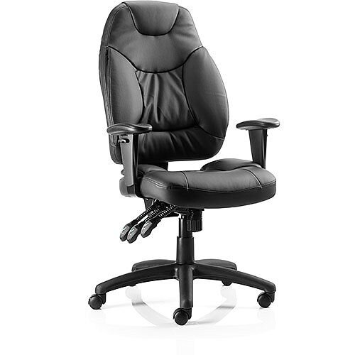 Galaxy Task Operator Office Chair Black Leather With Arms - Weight Tolerance: 125kg