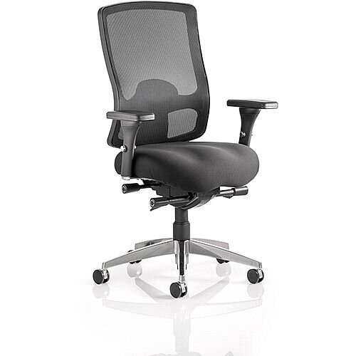 Regent Task Operator Office Chair Black Fabric Black Mesh Back With Arms