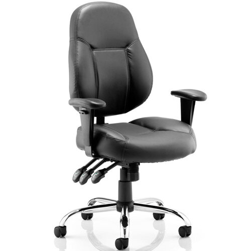 Storm Task Operator Office Chair Black Bonded Leather With Arms