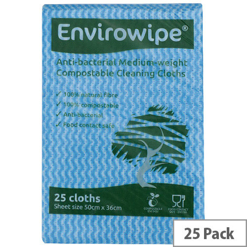 Envirowipe Antibacterial Blue Colour Coded Cleaning Cloths 25 Pack EWF150 Envirowipe Antibacterial Blue Colour Coded Cleaning Cloths 25 Pack EWF150