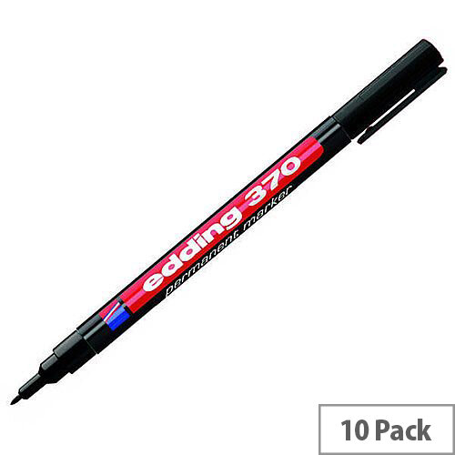 Edding Black Fine Permanent Marker Pack of 10