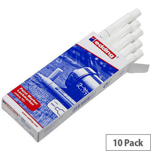 Edding White Bullet Tip Paint Marker Pen Pack of 10