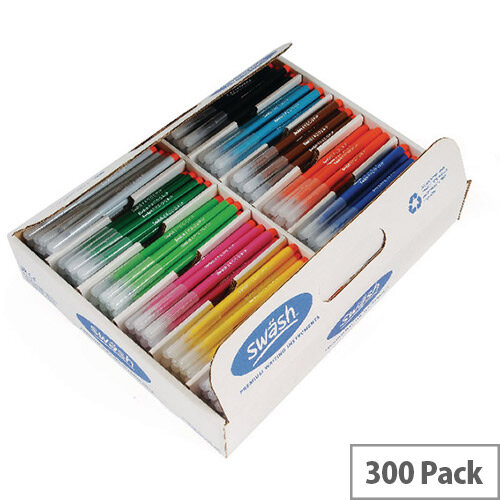 Swash Komfigrip Colouring Pens Broad Tip Assorted Pack 300 Swash Komfigrip Colouring Pens Broad Tip Assorted Pack 300