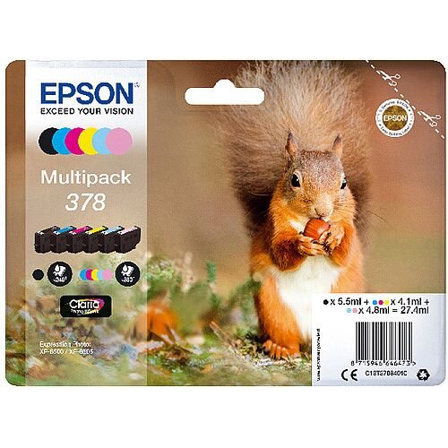 Epson 378 Photo HD Inkjet Cartridge Pack of 6 C13T37884010 Epson 378 Photo HD Inkjet Cartridge Pack of 6 C13T37884010
