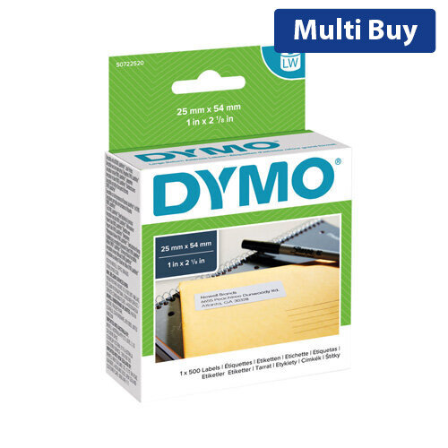 Dymo 11352 LabelWriter Labels, 25 x 54mm (Pack of 500) - Compact Labels for Small Mailing and Organising Needs