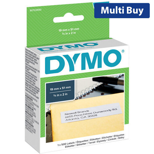 Dymo 11355 LabelWriter Labels, Multipurpose, 51 x 19mm (Pack of 500) - Ideal for Filing, Organising, and Shipping