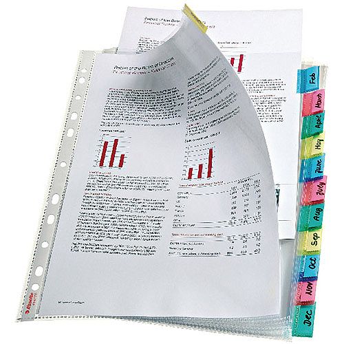 Esselte Index Pocket A4 12-Tab Assorted 130 Micron 414170