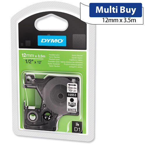 Dymo D1 Tape 16957, 12mm x 3.5m, Black on White (S0718040) - Short-Run Labeling for Quick Projects
