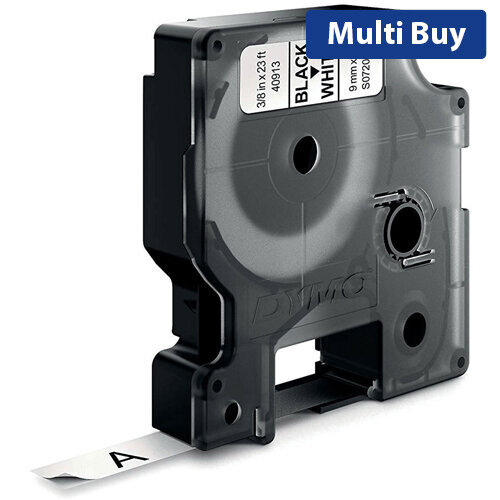 Dymo D1 Tape 40913, 9mm x 7m, Black on White (S0720680) - Long-Lasting Labels for File Organisation & General Use