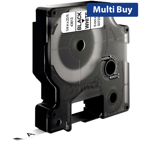 Dymo D1 Tape 43613, 6mm x 7m, Black on White (S0720780) - High-Contrast Labels for Easy Readability