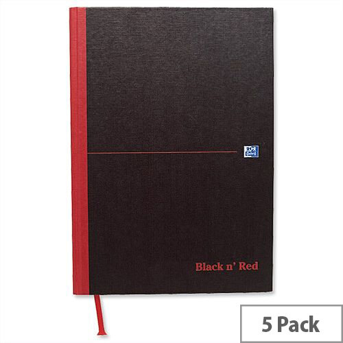 Black n Red A4 Narrow Ruled Book F66173 Casebound 192 pages Pack 5