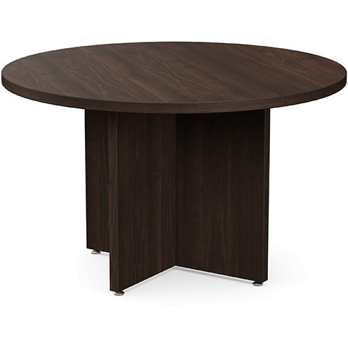 Fermo Round 1200mm Diameter Meeting Room Table With Cross Panel Base Dark Walnut