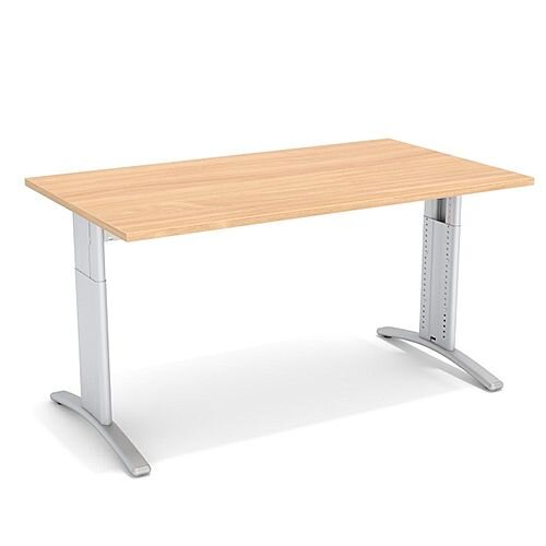 Flex R Height-Adjustable Rectangular Desk 1400x800x640-840mm Beech 