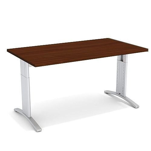 Flex R Height-Adjustable Rectangular Desk 1400x800x640-840mm Walnut