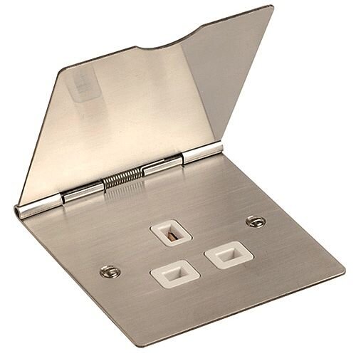 13 Amp 1 Gang Single Floor Socket Stainless Steel Chrome 68mmx68mm