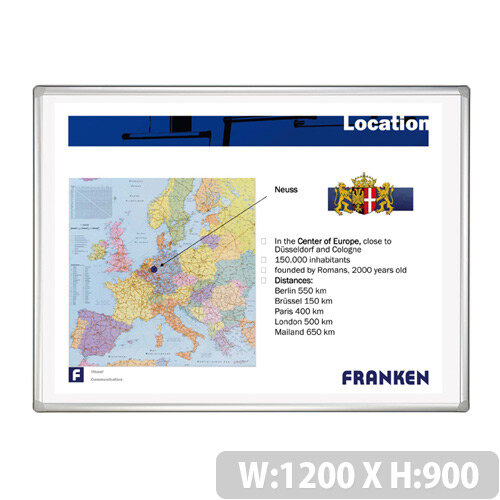 Franken PRO Projection Whiteboard Aluminium Frame H900 x W1200mm