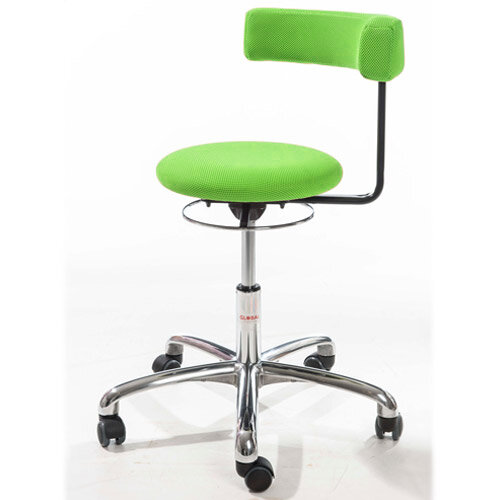 Saturn Ergonomic Stool With 360° Swivel Back-Arm Rest Imitation Leather Green H400 - 530mm