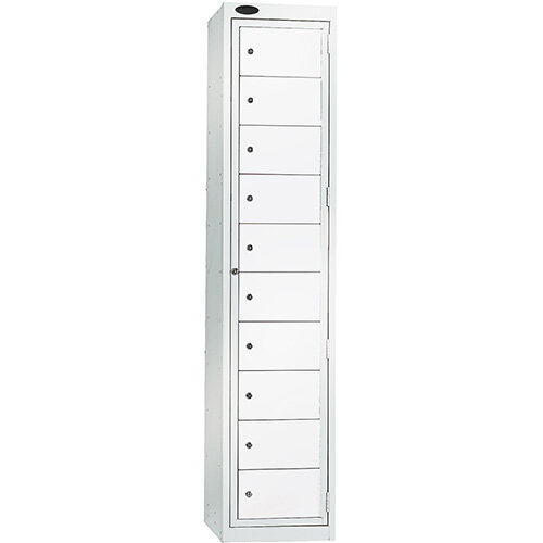 Probe Garment Dispenser Locker 10 Compartments Cam Lock ACTIVECOAT W380xD460xH1780mm Smoke White Body Smoke White Door 7 Year Warranty