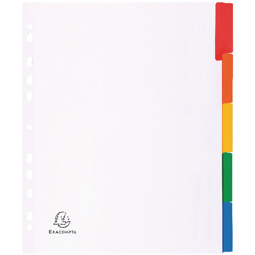 Exacompta A4 Maxi White Divider Coloured Plastic Tabs 5 Part 4305E Exacompta A4 Maxi White Divider Coloured Plastic Tabs 5 Part 4305E