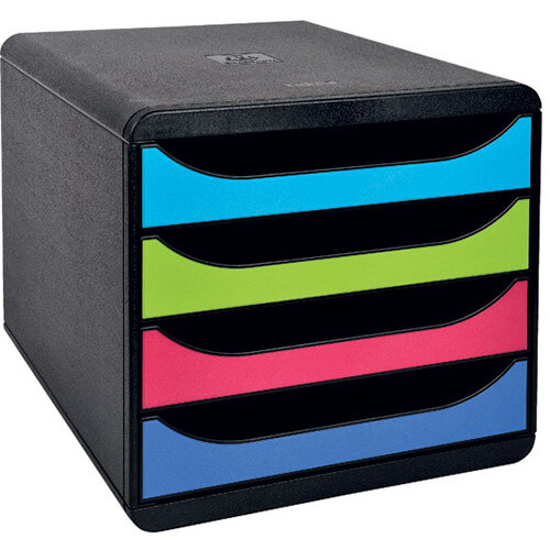 Exacompta Big Box Carbon Neutral 4 Drawer Black/Multicoloured 3101928D Exacompta Big Box Carbon Neutral 4 Drawer Black/Multicoloured 3101928D