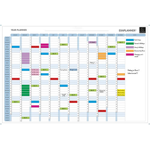 Exacompta Magnetic Perpetual Year Planner Size W900 x H590mm Aluminium, Dry-Wipe & Wall-Mountable (56153E)