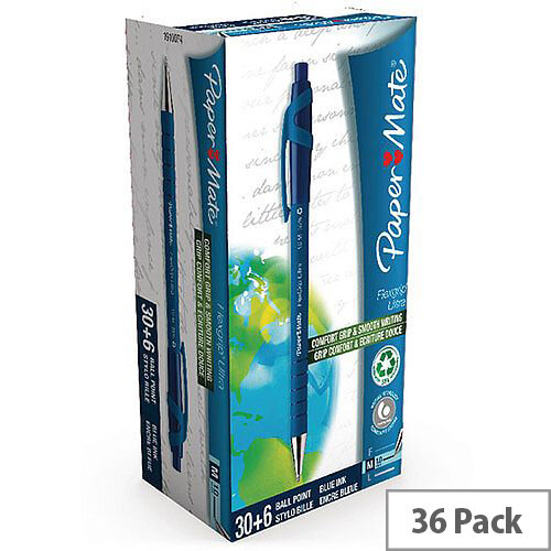 Papermate FlexGrip Ultra Retractable Ballpoint Pen Medium Blue Pack of 36