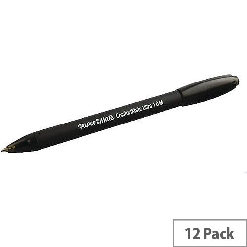 PaperMate Comfortmate Fresh Retractable Ball Point Pen Black Pk 12 PaperMate Comfortmate Fresh Retractable Ball Point Pen Black Pk 12