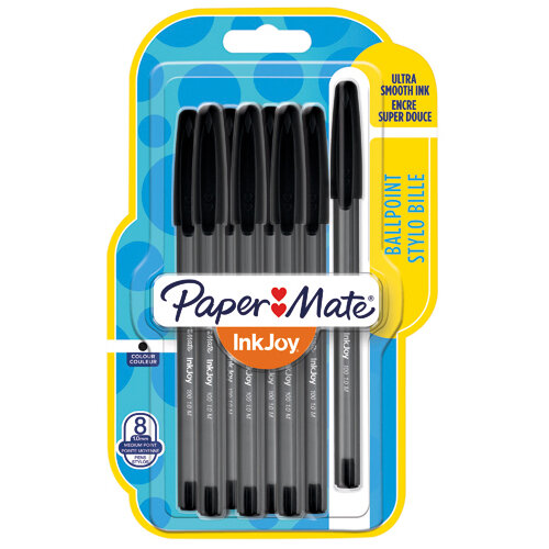 PaperMate Inkjoy 100 Cap Medium Black Pack of 8 1956739