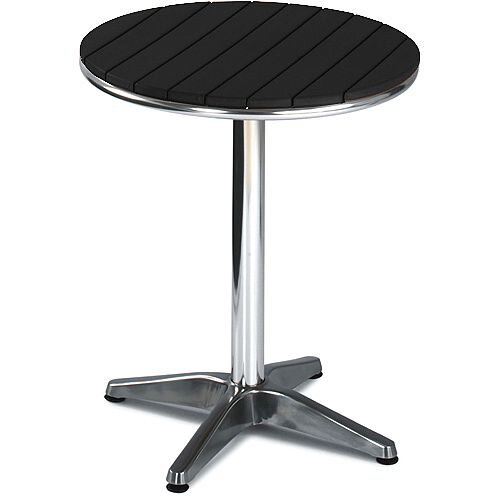 Round Outdoor Patio Table Slatted Black Plastic Top &Aluminium Base Round Outdoor Patio Table Slatted Black Plastic Top &Aluminium Base